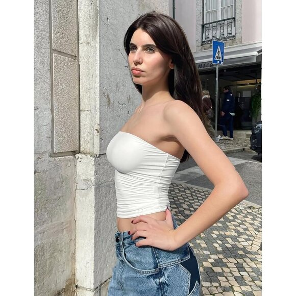 🆕Sophie Women's Strapless Tube Top, Full Length, Fitted, White, Nylon sexy - Picture 6 of 6